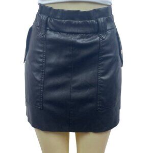 Zara Women’s Black Faux Leather Mini Skirt Sz L